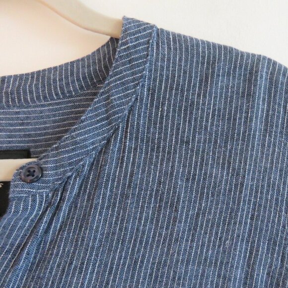 RAILS Juliette Salem Stripe Blue Linen Blend Tunic Mini Ruffle Dress - Size M - Picture 5 of 16